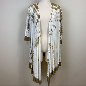 Fenn Wright Manson FWM Tie Dye Waterfall Cardigan Tan Cream Size M Knit